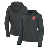 New York Mets Antigua Women's Contemporary Quarter-Zip Hoodie Pewter