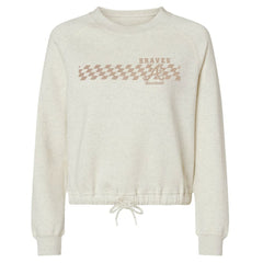 Atlanta Braves Soft as a Grape Women's Tonal Checkered Sweatshirt Natural