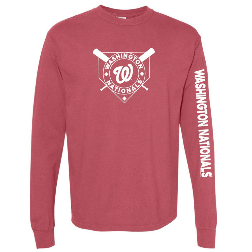Washington Nationals Soft as a Grape Women's Pigment Dye Long Sleeve T-Shirt Red