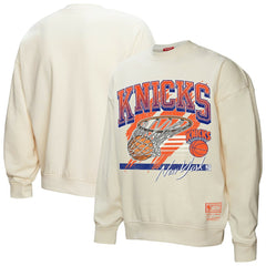 New York Knicks Women's Brush Bucket Pullover Sweatshirt - Cream on sale