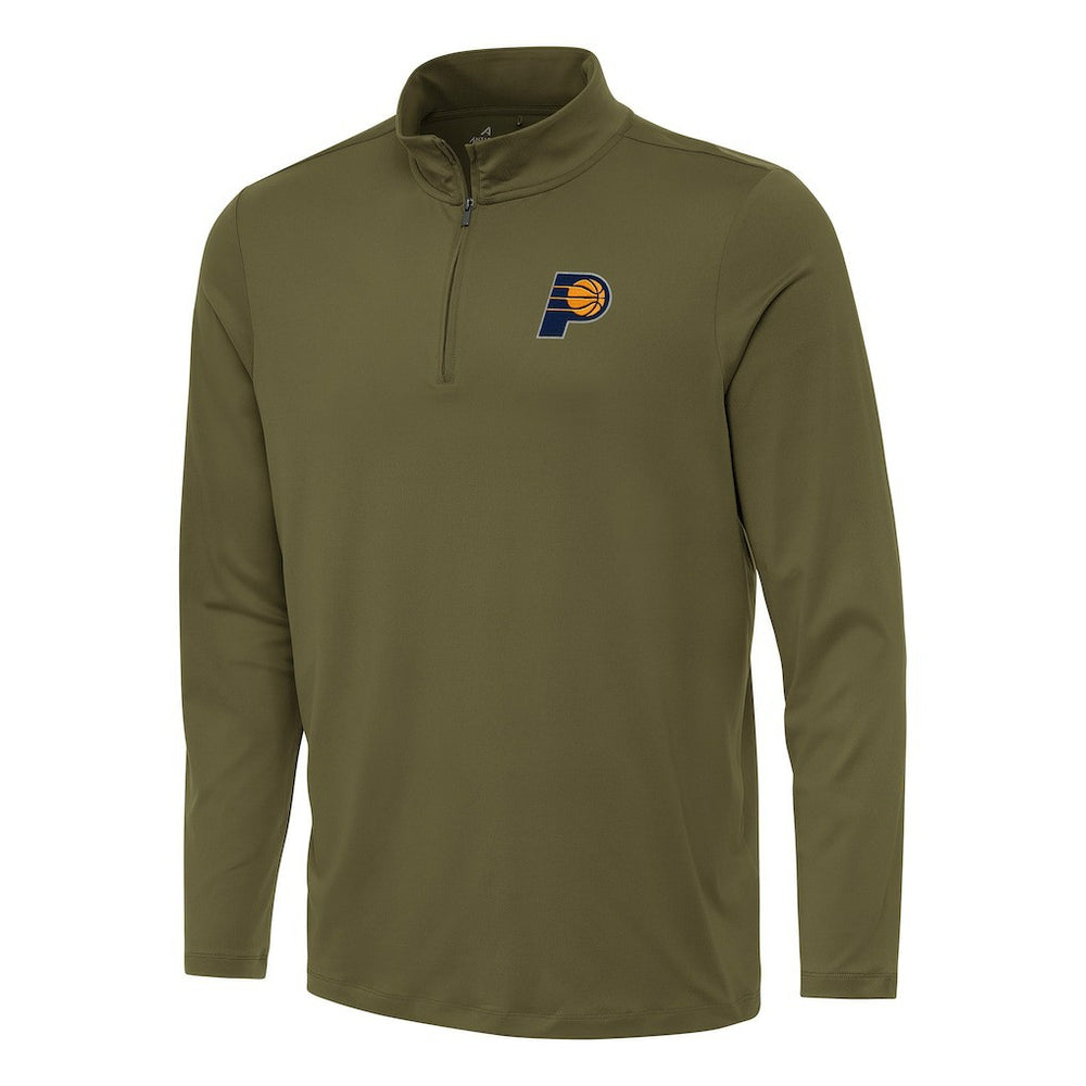 Indiana Pacers Antigua Reprocess Quarter-Zip Top - Olive on sale