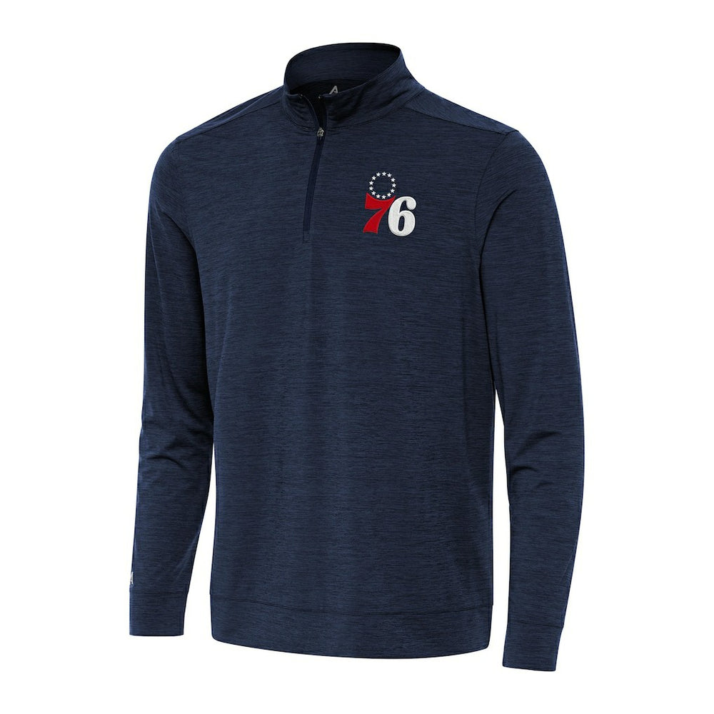 Philadelphia 76ers Antigua Bright Quarter-Zip Top - Heather Navy sale