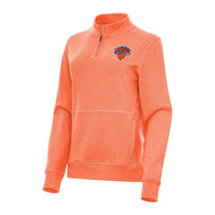 New York Knicks Antigua Women's Crush Quarter-Zip Fleece Sweatshirt - Heather Orange shop