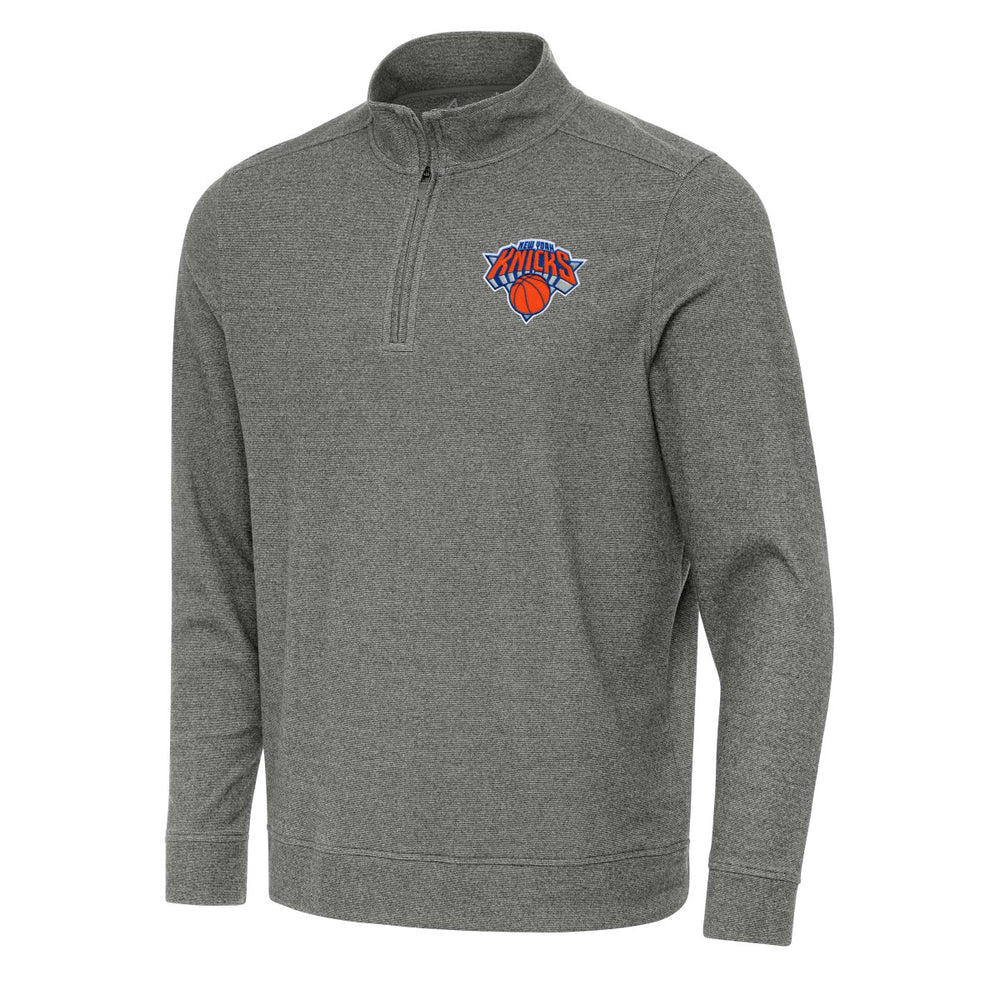 New York Knicks Antigua Subtle Quarter-Zip Sweatshirt - Heather Black discount