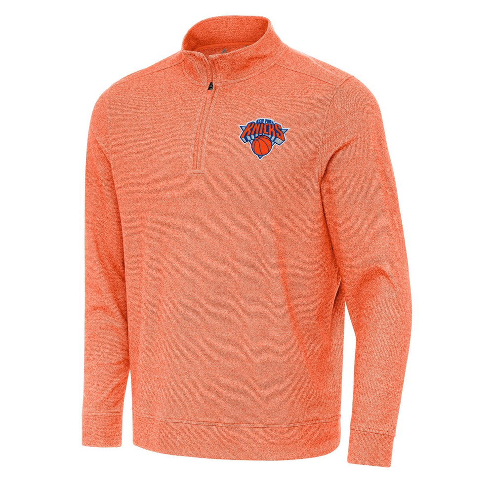 New York Knicks Antigua Subtle Quarter-Zip Sweatshirt - Heather Orange online