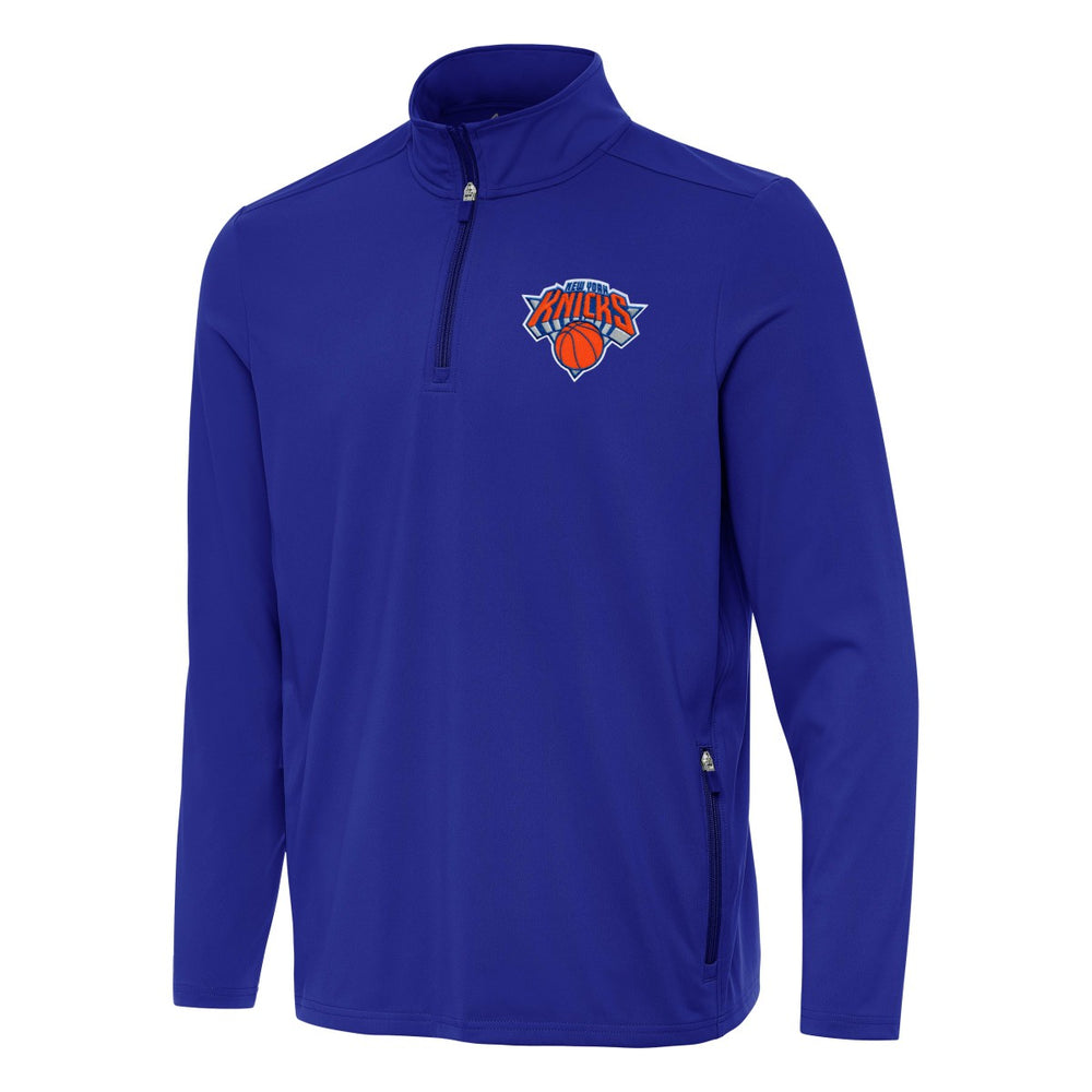 New York Knicks Antigua Perilous Quarter-Zip Sweatshirt - Royal on sale