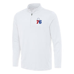 Philadelphia 76ers Antigua Reprocess Quarter-Zip Top - White on sale