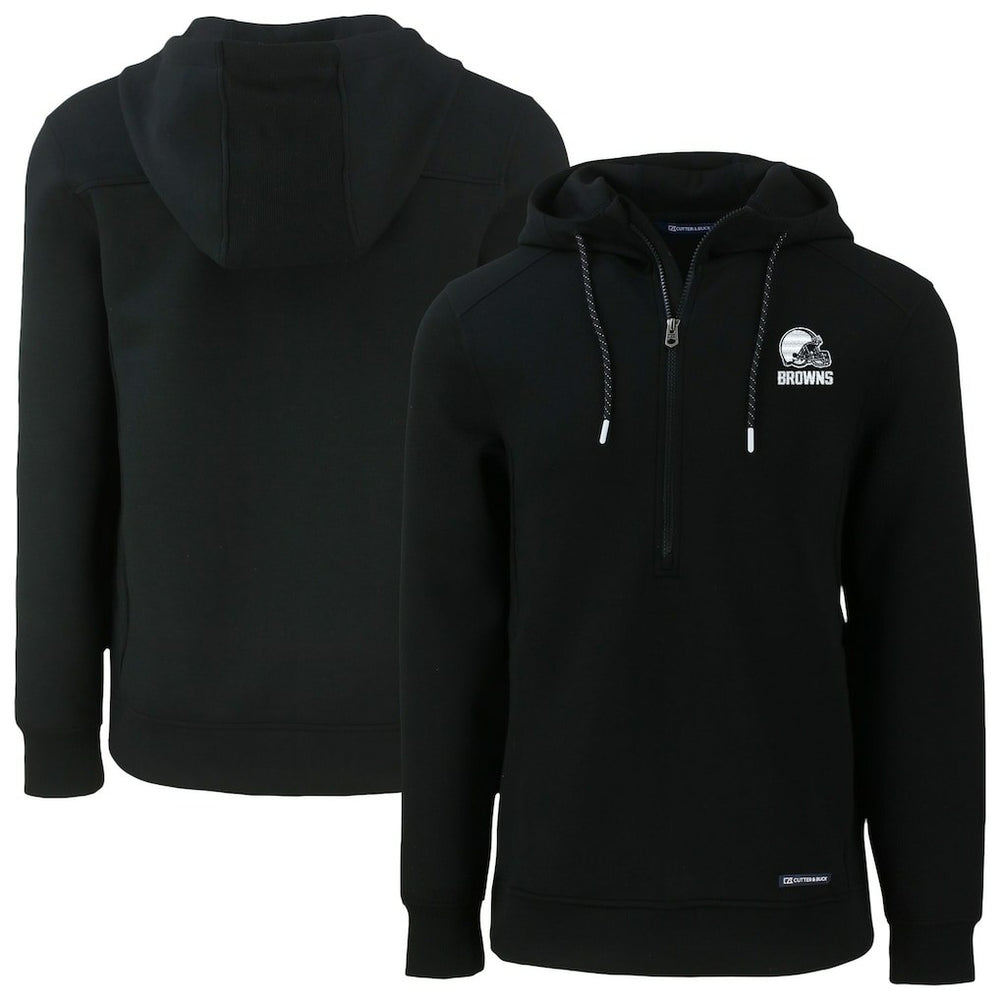 Cleveland Browns Cutter & Buck Roam Eco Recycled Half-Zip Pullover Hoodie - Black on sale