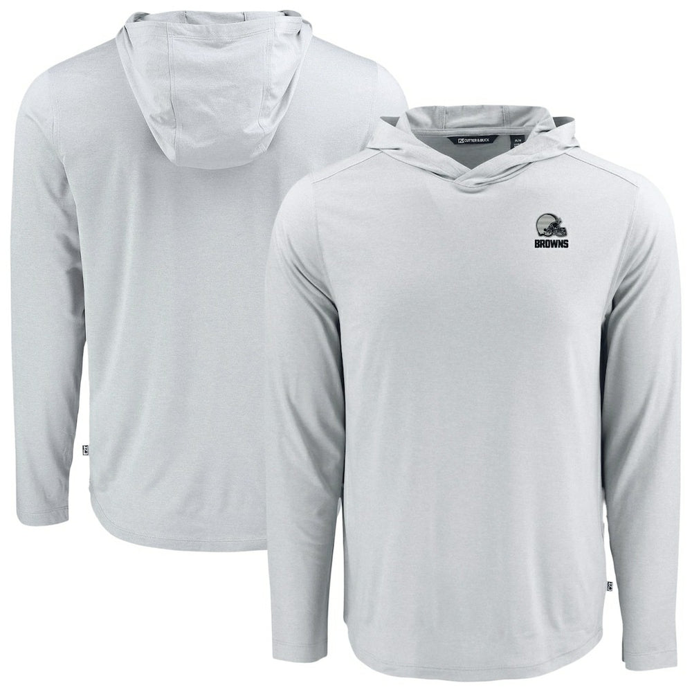 Cleveland Browns Cutter & Buck Coastline Epic Comfort Eco Recycled Long Sleeve Hooded T-Shirt - Gray outlet