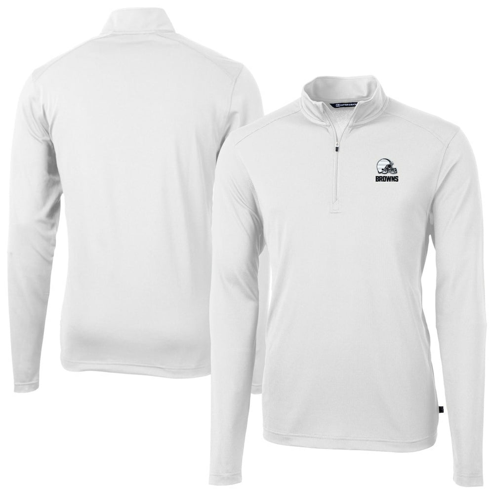 Cleveland Browns Cutter & Buck Big & Tall Virtue Eco Pique Recycled Quarter-Zip Pullover Top - White online