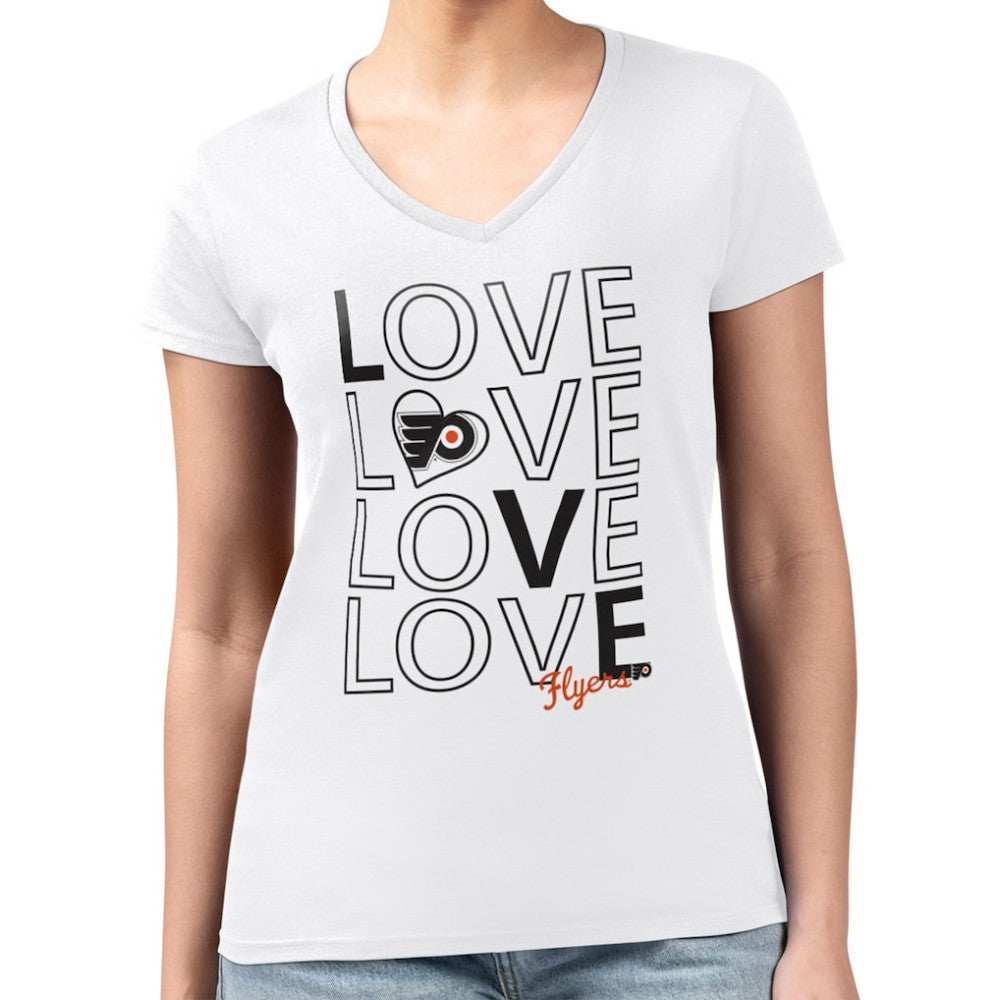 Philadelphia Flyers G-III 4Her by Carl Banks Women's Super-Slim Fit Lightweight Love V-Neck T-Shirt - White T-shirts