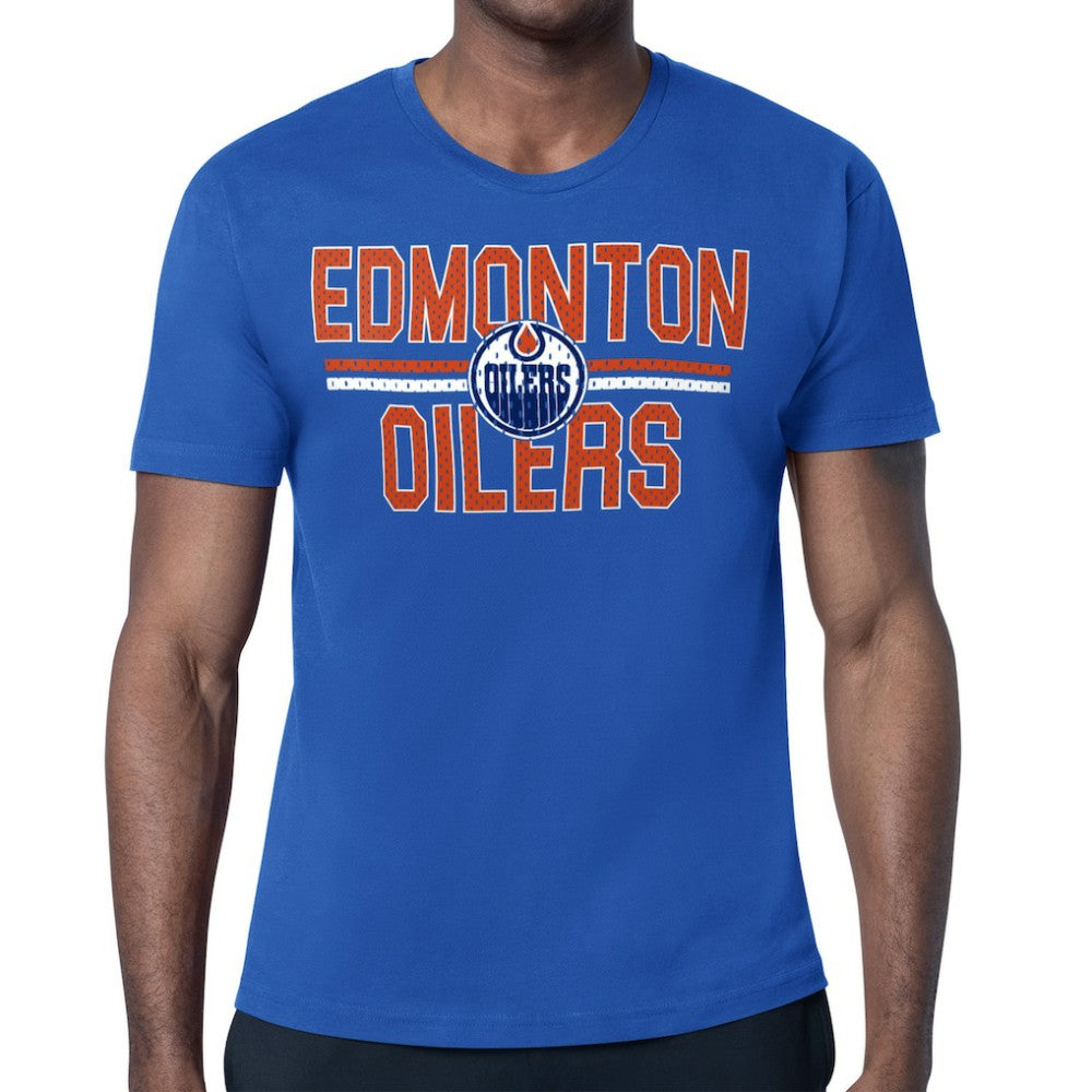 Edmonton Oilers Starter Mesh Look Team Name T-Shirt - Royal T-shirts