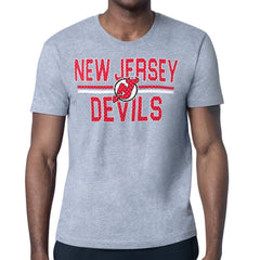 New Jersey Devils Starter Mesh Look Team Name T-Shirt - Heather Gray T-shirts
