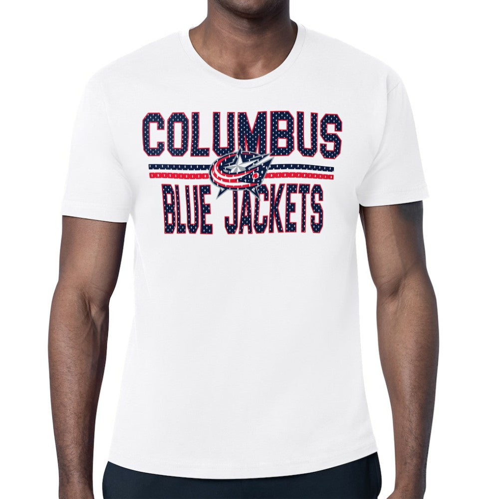 Columbus Blue Jackets Starter Mesh Look Team Name T-Shirt - White T-shirts