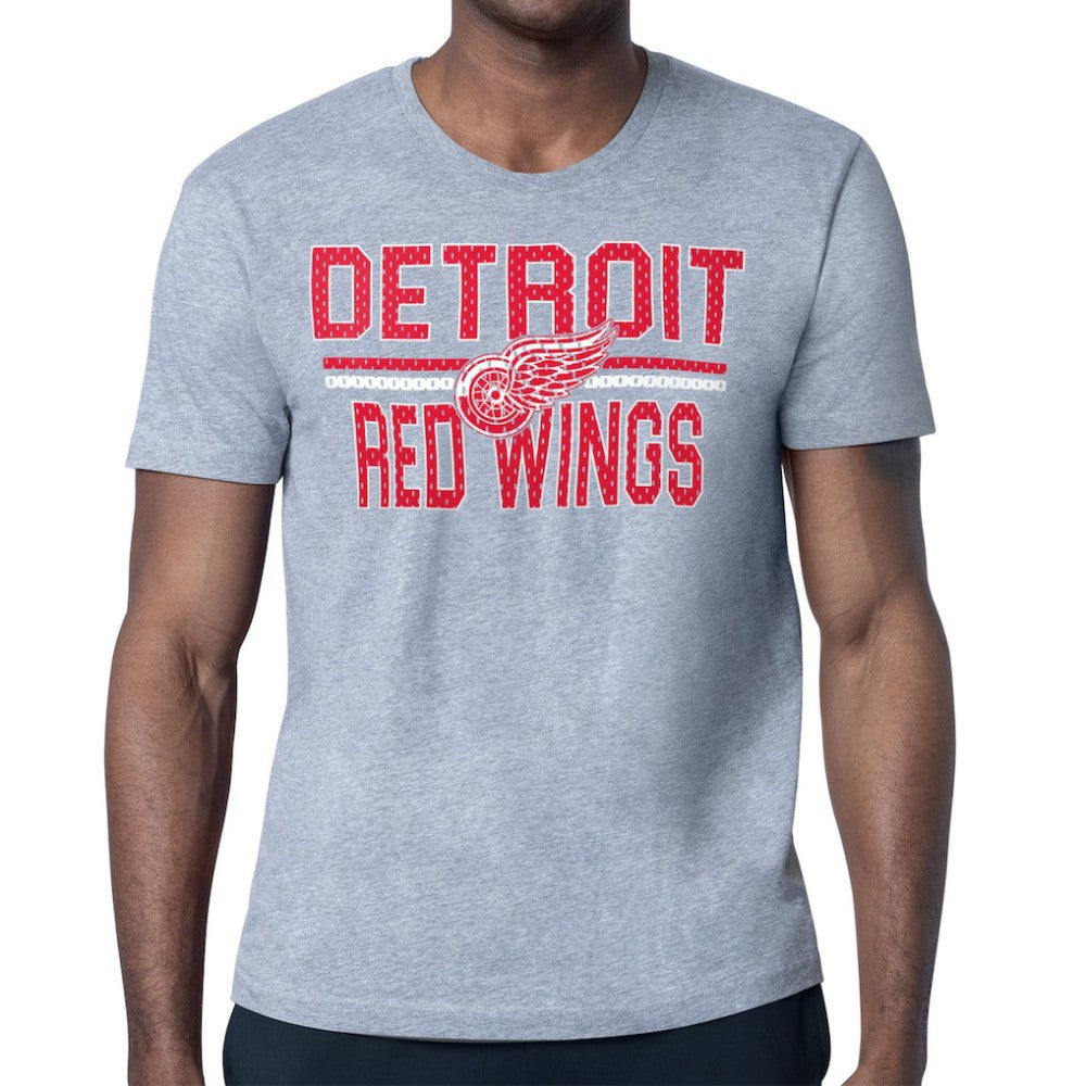 Detroit Red Wings Starter Mesh Look Team Name T-Shirt - Heather Gray T-shirts