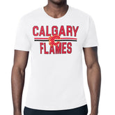 Calgary Flames Starter Mesh Look Team Name T-Shirt - White T-shirts