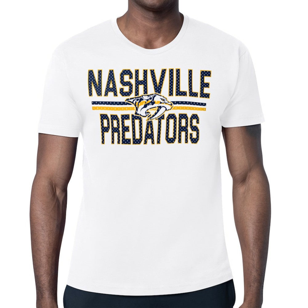 Nashville Predators Starter Mesh Look Team Name T-Shirt - White T-shirts