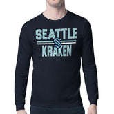 Seattle Kraken Starter Mesh Look Team Name Long Sleeve T-Shirt - Deep Sea Blue T-shirts