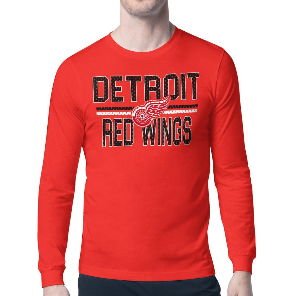 Detroit Red Wings Starter Mesh Look Team Name Long Sleeve T-Shirt - Red T-shirts