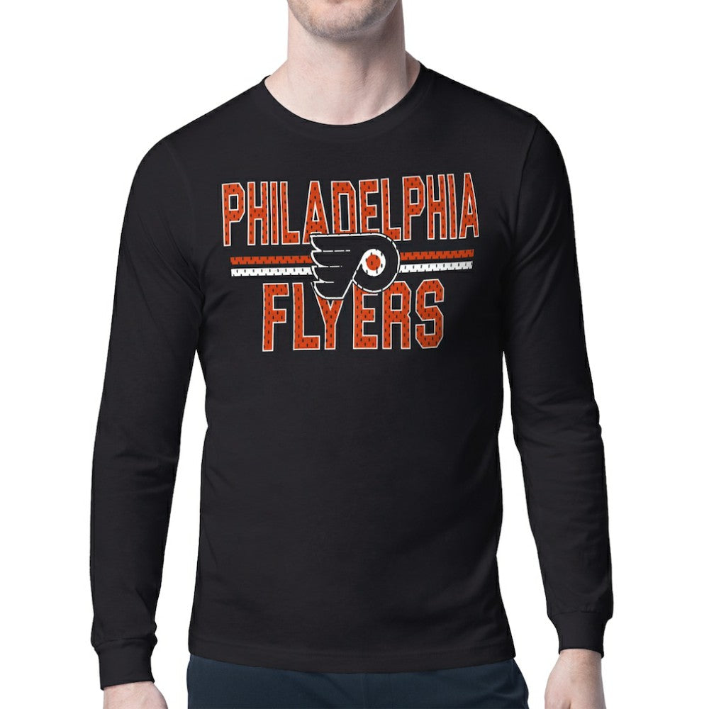 Philadelphia Flyers Starter Mesh Look Team Name Long Sleeve T-Shirt - Black T-shirts