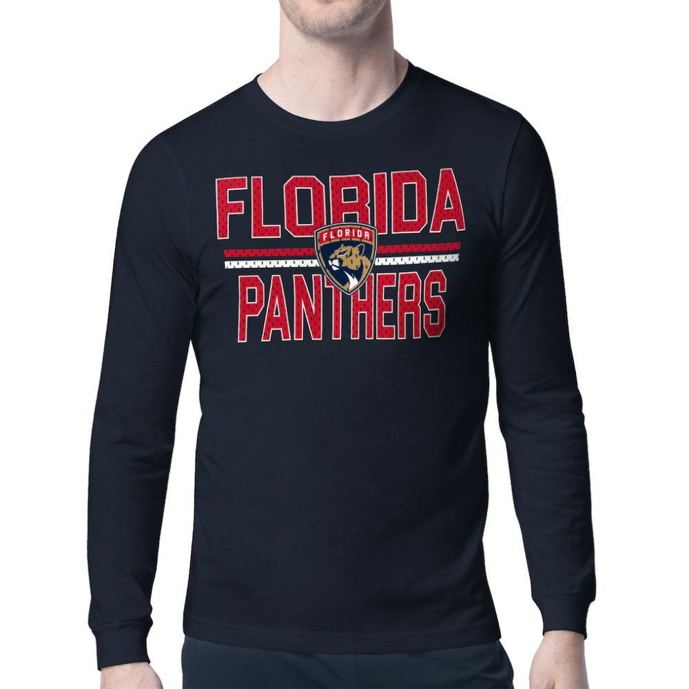 Florida Panthers Starter Mesh Look Team Name Long Sleeve T-Shirt - Navy T-shirts