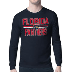 Florida Panthers Starter Mesh Look Team Name Long Sleeve T-Shirt - Navy T-shirts