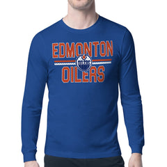 Edmonton Oilers Starter Mesh Look Team Name Long Sleeve T-Shirt - Royal T-shirts
