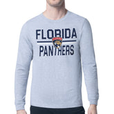Florida Panthers Starter Mesh Look Team Name Logo Long Sleeve T-Shirt - Heather Gray T-shirts