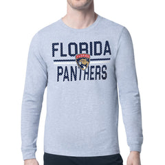 Florida Panthers Starter Mesh Look Team Name Logo Long Sleeve T-Shirt - Heather Gray T-shirts