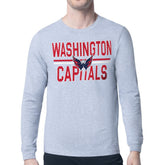 Washington Capitals Starter Mesh Look Team Name Logo Long Sleeve T-Shirt - Heather Gray T-shirts