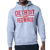 Detroit Red Wings Starter Mesh Look Team Name Logo Tri-Blend Pullover Hoodie - Heather Gray Hoodies