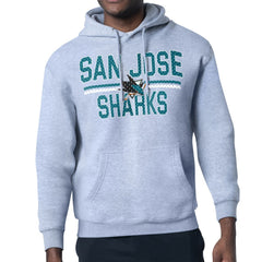 San Jose Sharks Starter Mesh Look Team Name Logo Tri-Blend Pullover Hoodie - Heather Gray Hoodies