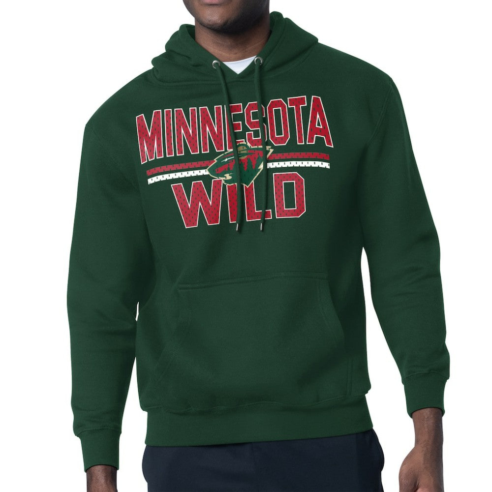 Minnesota Wild Starter Mesh Look Team Name Logo Tri-Blend Pullover Hoodie - Green Hoodies