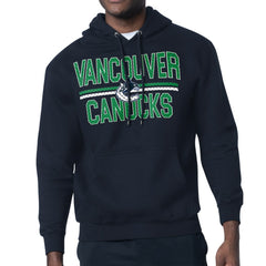 Vancouver Canucks Starter Mesh Look Team Name Logo Tri-Blend Pullover Hoodie - Navy Hoodies