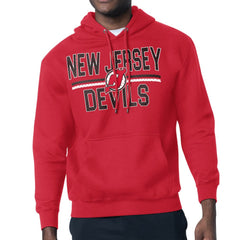 New Jersey Devils Starter Mesh Look Team Name Logo Tri-Blend Pullover Hoodie - Red Jerseys