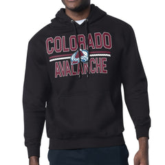 Colorado Avalanche Starter Mesh Look Team Name Logo Tri-Blend Pullover Hoodie - Black Hoodies