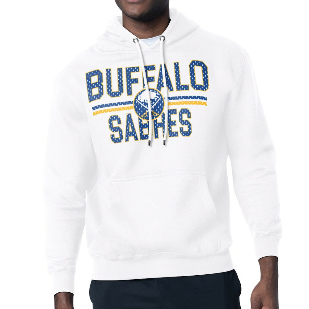 Buffalo Sabres Starter Mesh Look Team Name Logo Tri-Blend Pullover Hoodie - White Hoodies