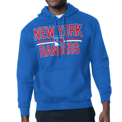 New York Rangers Starter Mesh Look Team Name Logo Tri-Blend Pullover Hoodie - Blue Hoodies