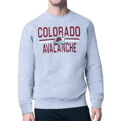 Colorado Avalanche Starter Mesh Look Team Name Logo Pullover Sweatshirt - Heather Gray Sweatshirts