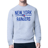 New York Rangers Starter Mesh Look Team Name Logo Pullover Sweatshirt - Heather Gray Sweatshirts