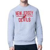 New Jersey Devils Starter Mesh Look Team Name Logo Pullover Sweatshirt - Heather Gray Sweatshirts