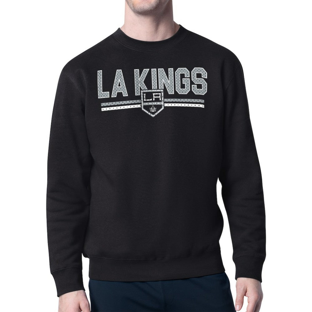 Los Angeles Kings Starter Mesh Look Team Name Logo Pullover Sweatshirt - Black Sweatshirts