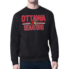 Ottawa Senators Starter Mesh Look Team Name Logo Pullover Sweatshirt - Black Sweatshirts