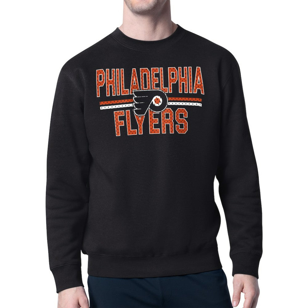 Philadelphia Flyers Starter Mesh Look Team Name Logo Pullover Sweatshirt - Black Sweatshirts