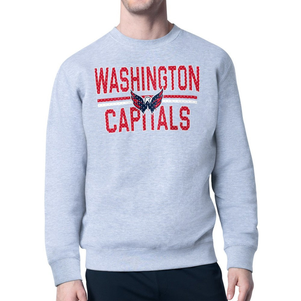 Washington Capitals Starter Mesh Look Team Name Logo Pullover Sweatshirt - Heather Gray Sweatshirts