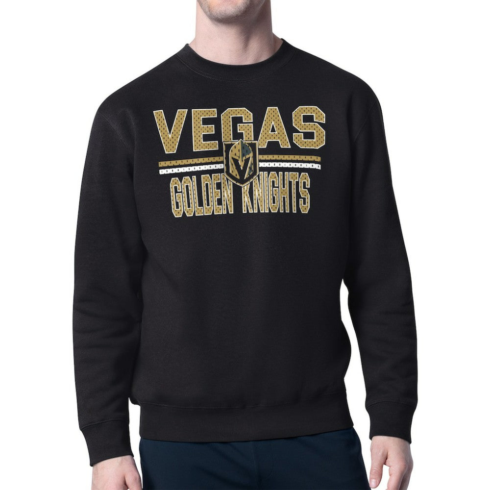 Vegas Golden Knights Starter Mesh Look Team Name Logo Pullover Sweatshirt - Black Sweatshirts