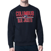 Columbus Blue Jackets Starter Mesh Look Team Name Logo Pullover Sweatshirt - Navy Sweatshirts
