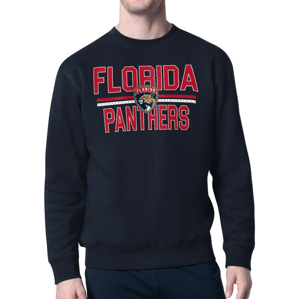 Florida Panthers Starter Mesh Look Team Name Logo Pullover Sweatshirt - Navy Sweatshirts