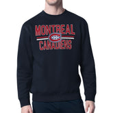 Montreal Canadiens Starter Mesh Look Team Name Logo Pullover Sweatshirt - Navy Sweatshirts