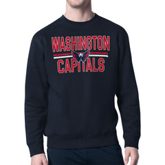 Washington Capitals Starter Mesh Look Team Name Logo Pullover Sweatshirt - Navy Sweatshirts